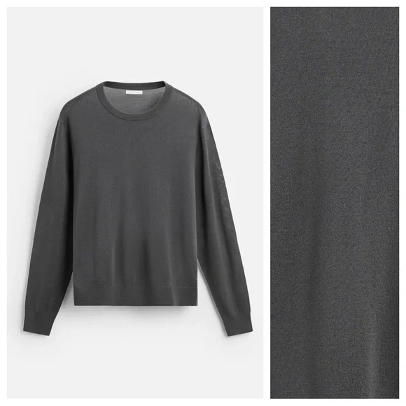 NWT. Zara Gray Loose-Fitting Sweater made of Mercerized Wool. Size XL.